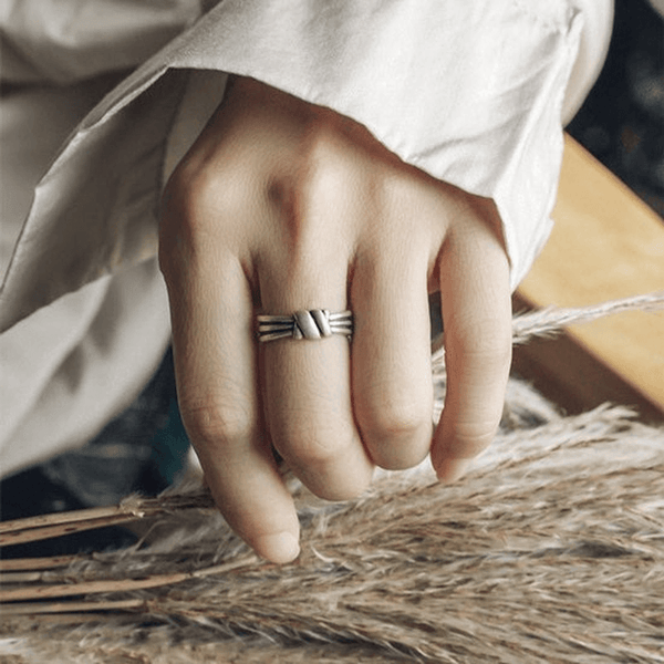 925 Sterling Silver Rope Knot Ring - Viking Jewelry - Urcsilver