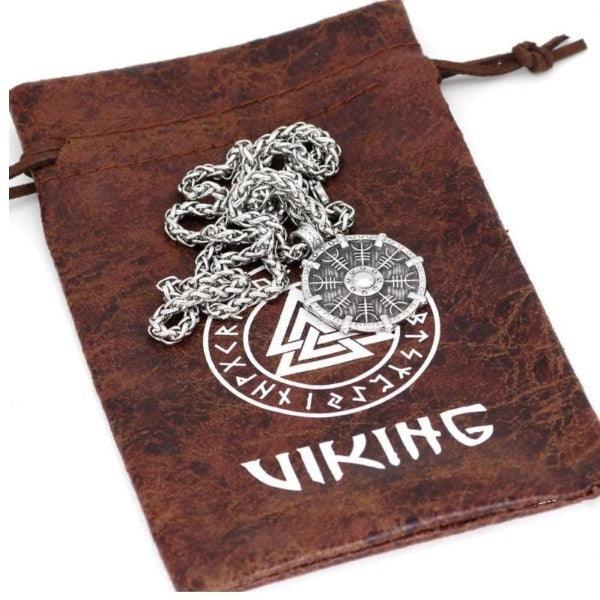Helm of Awe Shield Necklace - Viking Jewelry - Urcsilver