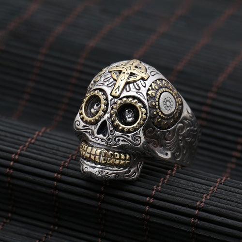 Sterling Silver Sugar Skull Ring - Viking Jewelry - Urcsilver