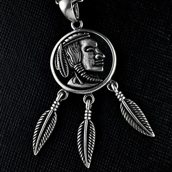 Indian Head Pendant - Viking Jewelry - Urcsilver