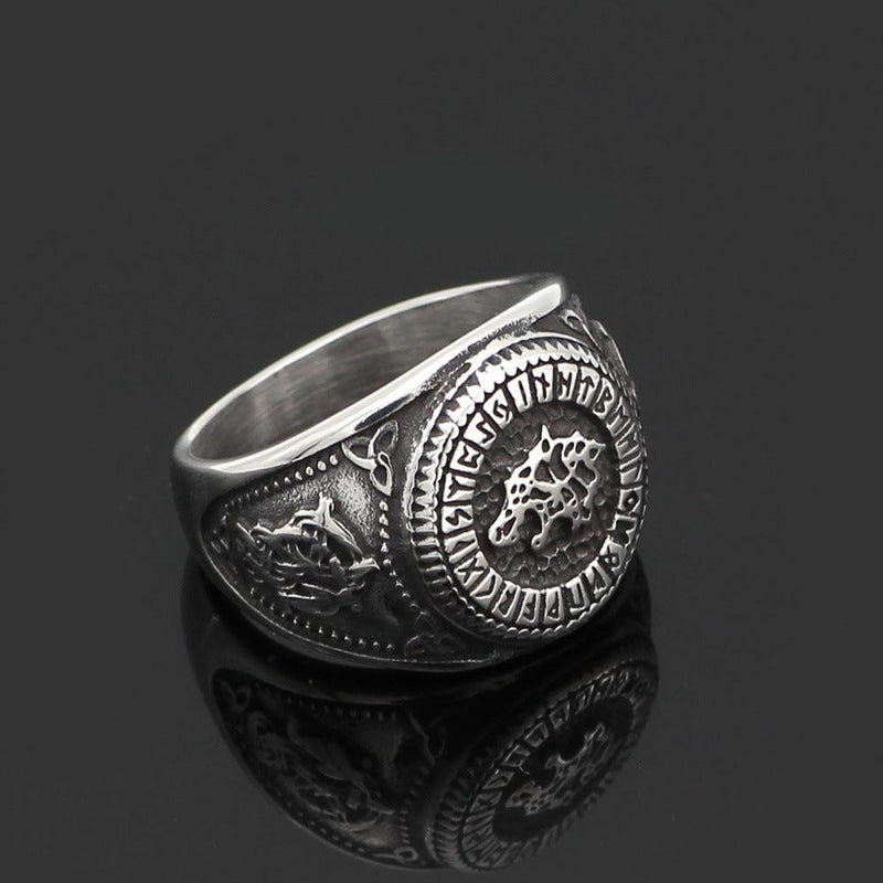 Viking Wolf Head Ring - Viking Jewelry - Urcsilver