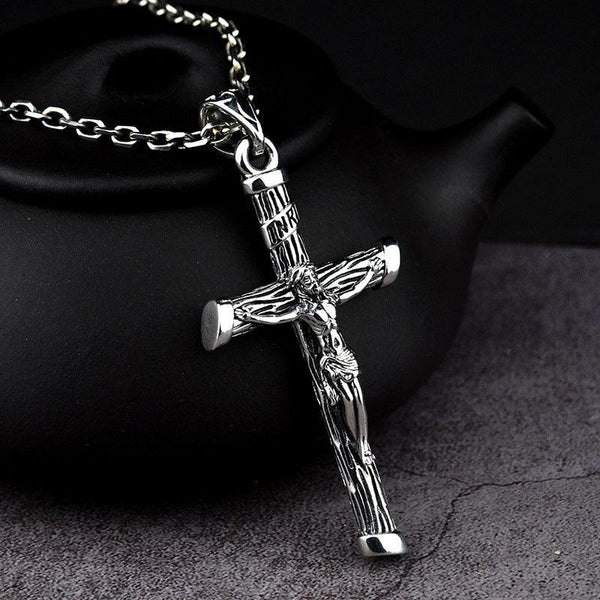 Jesus Cross Silver  Pendant - Viking Jewelry - Urcsilver