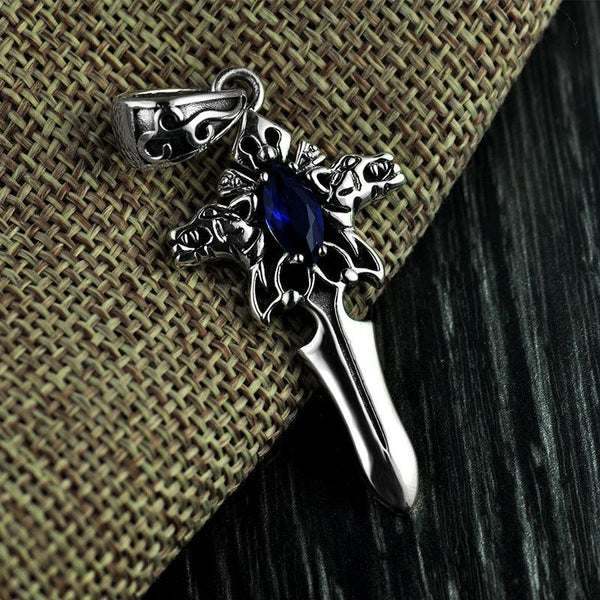 Vintage Sword Cross Pendant - Viking Jewelry - Urcsilver