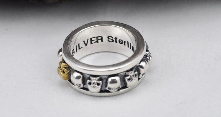 Sterling Silver Skull Spin Ring - Viking Jewelry - Urcsilver