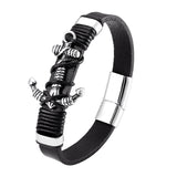 Boat anchor braided leather bracelet