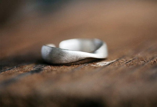 Simple Twist Matte Ring 925 Silver - Viking Jewelry - Urcsilver