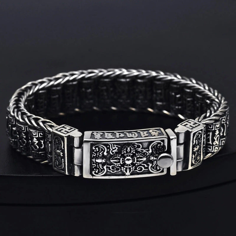 Buddhist Scripture Blessing Bracelet - Viking Jewelry - Urcsilver