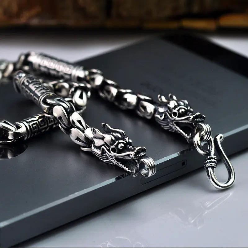 Double Head Dragon Scale Necklace - Viking Jewelry - Urcsilver
