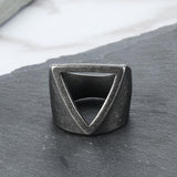 Hollow Triangle Stainless Steel Men's Ring - Viking Jewelry - Urcsilver