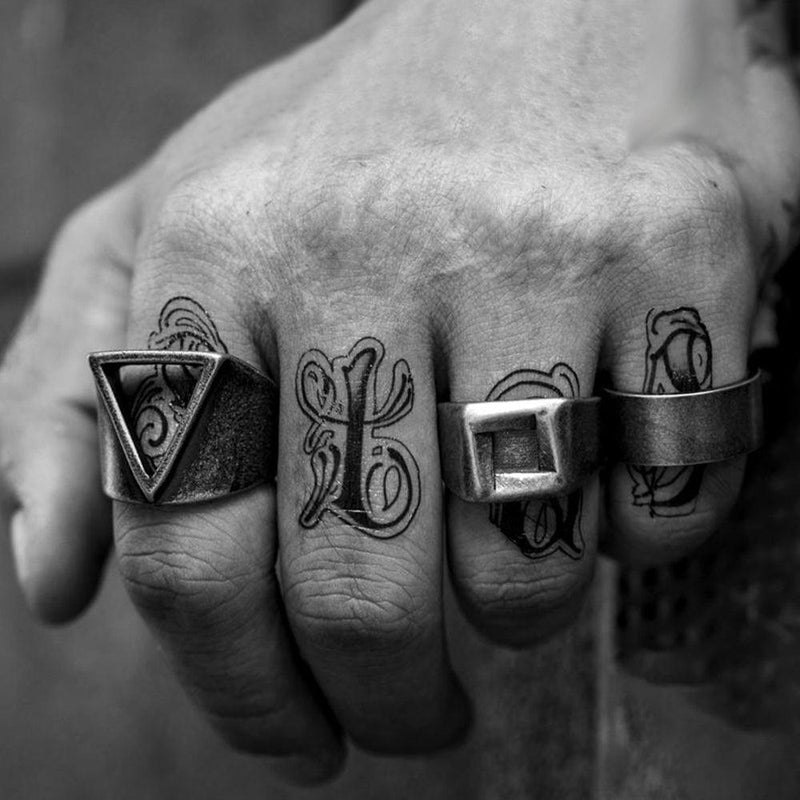 Hollow Triangle Stainless Steel Men's Ring - Viking Jewelry - Urcsilver
