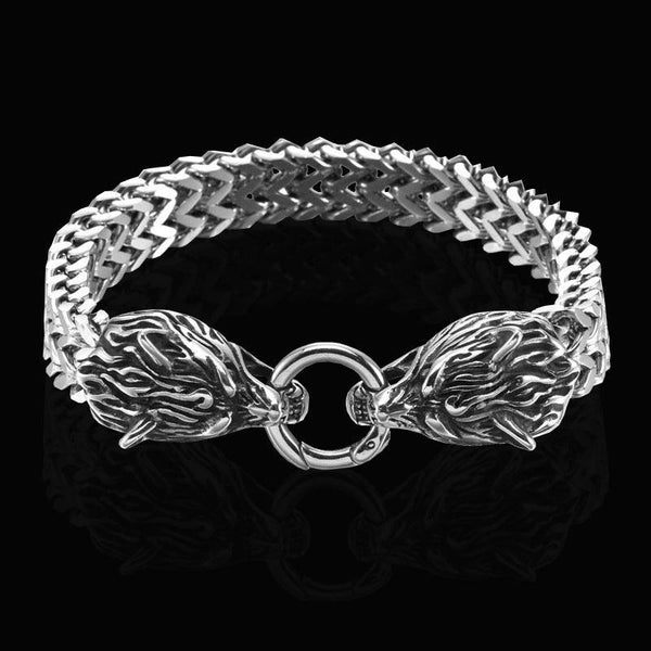 Viking Wolf Head Bracelets - Viking Jewelry - Urcsilver