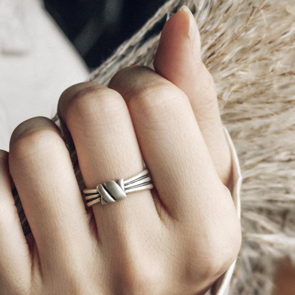 925 Sterling Silver Rope Knot Ring - Viking Jewelry - Urcsilver