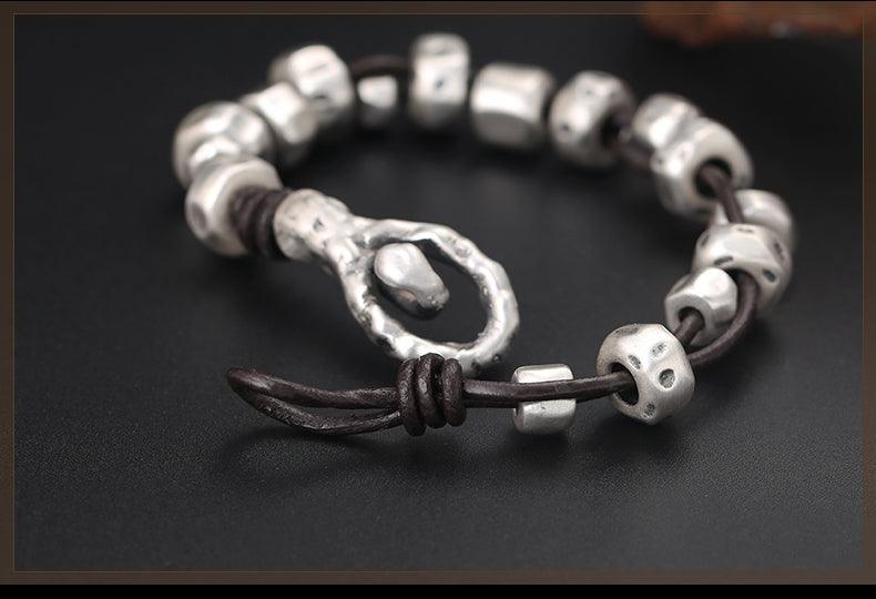 Hand-woven Silver Bead Bracelet - Viking Jewelry - Urcsilver