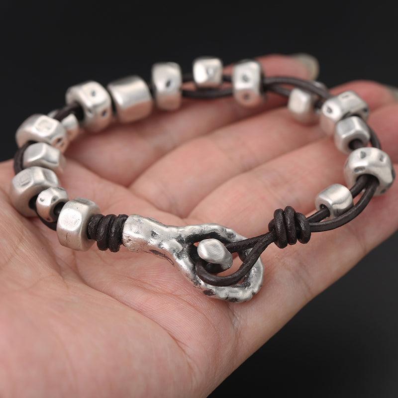 Hand-woven Silver Bead Bracelet - Viking Jewelry - Urcsilver
