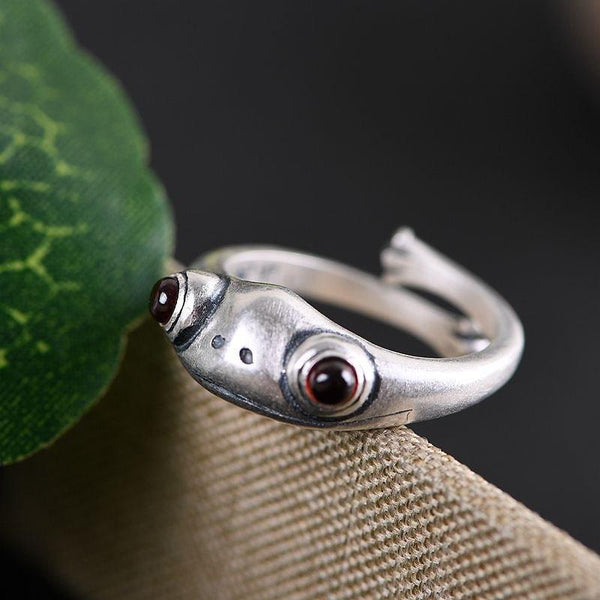 Balmora Silver Frog Ring - Viking Jewelry - Urcsilver