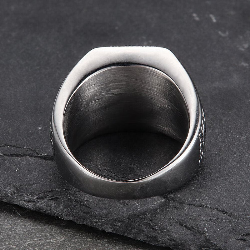 Classic Tulip Stainless Steel Men's Gemstone Ring - Viking Jewelry - Urcsilver
